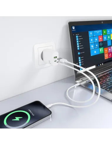 Aisens A110-0923 Cargador USB-A/USB-C 33W Carga Rápida Blanco