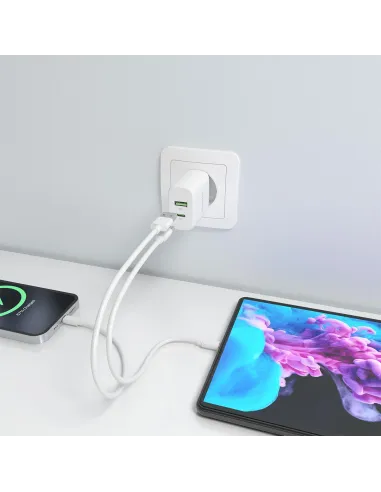 Aisens A110-0923 Cargador USB-A/USB-C 33W Carga Rápida Blanco