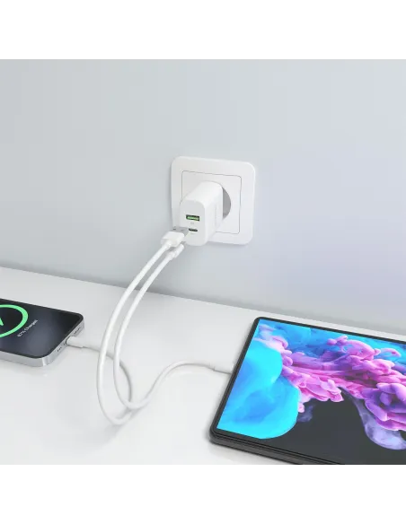 Aisens A110-0923 Cargador USB-A/USB-C 33W Carga Rápida Blanco