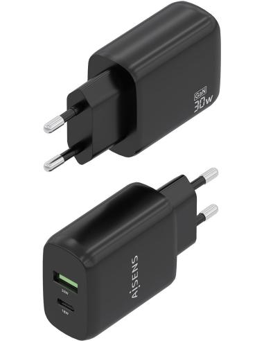 Aisens A110-0924 Cargador USB-A/USB-C 33W Carga Rápida Negro