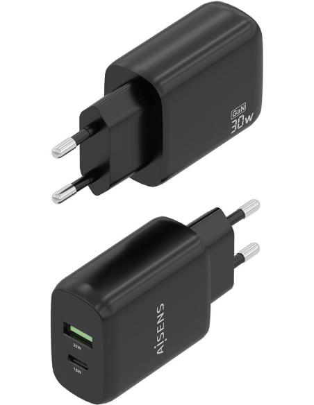 Aisens A110-0924 Cargador USB-A/USB-C 33W Carga Rápida Negro