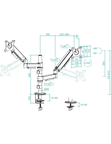 Soporte de Mesa Tooq DB1533TNR-B