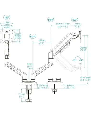 Soporte de Pared Tooq LP1434TNR-B