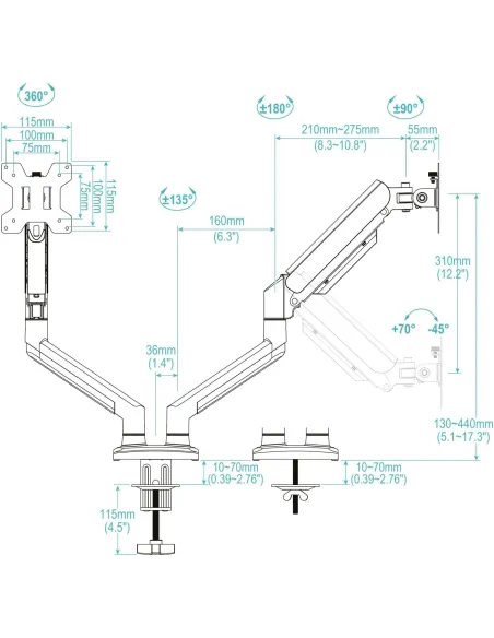 Soporte de Pared Tooq LP1434TNR-B