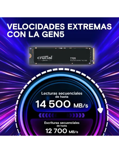 Disco Duro SSD Crucial T705 2TB CT2000T705SSD3 PCIe Gen5