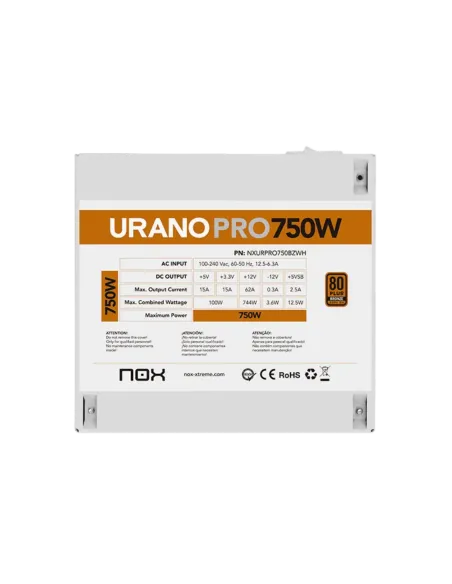Fuente Nox Urano Pro 750W 80 Plus Bronze White