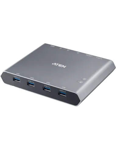Aten US3311-AT-G Switch KVM 4K DisplayPort USB-C de 2 Puertos con Paso de Corriente