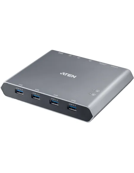 Aten US3311-AT-G Switch KVM 4K DisplayPort USB-C de 2 Puertos con Paso de Corriente