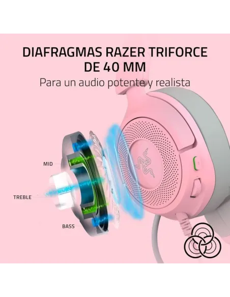 Auriculares gaming RAZER KRAKEN KITTY V3 X QUARTZ Rosa