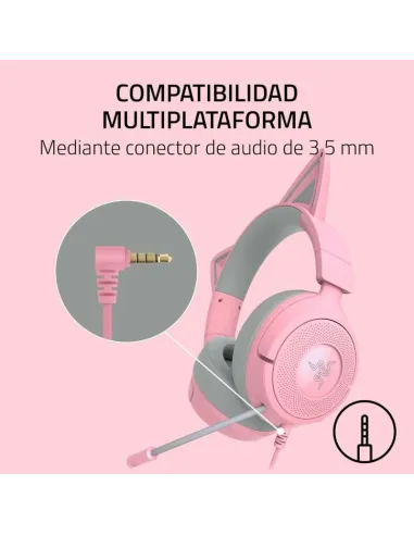 Auriculares gaming RAZER KRAKEN KITTY V3 X QUARTZ Rosa