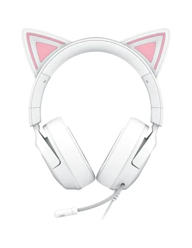 Razer Kraken Kitty V3 x Quartz Blanco con cable , Orejas de Gato y Micrófono Cardioide