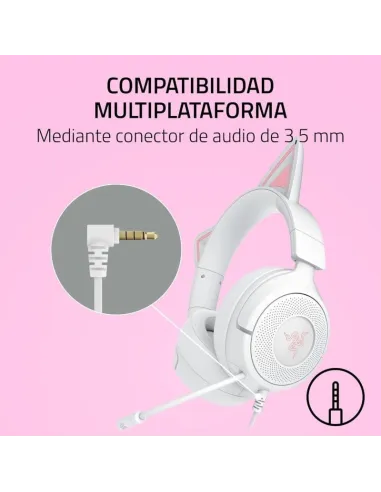 Auriculares gaming RAZER KRAKEN KITTY V3 X QUARTZ Blancos