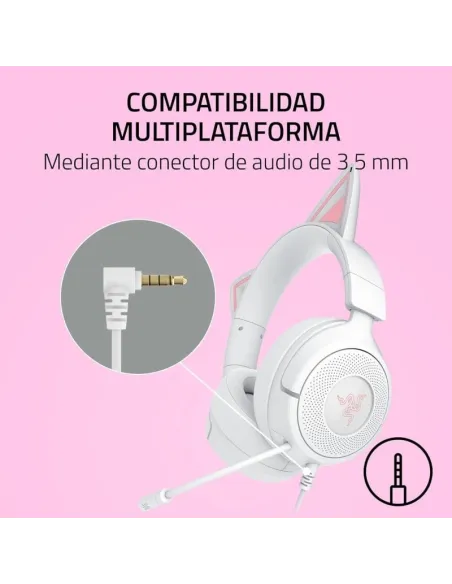 Auriculares gaming RAZER KRAKEN KITTY V3 X QUARTZ Blancos