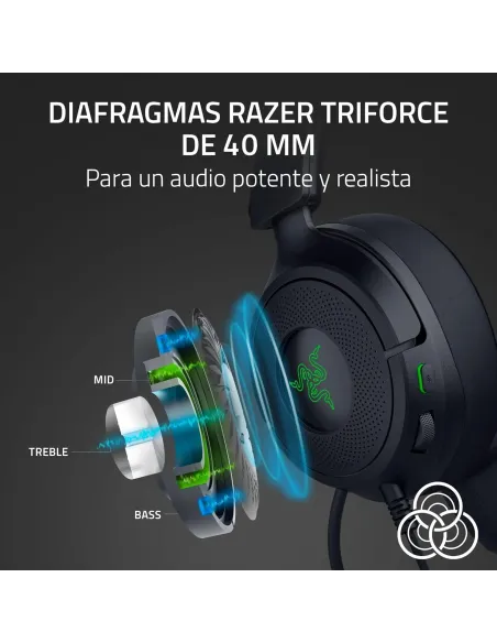 Auriculares gaming RAZER KRAKEN KITTY V3 X QUARTZ Negros