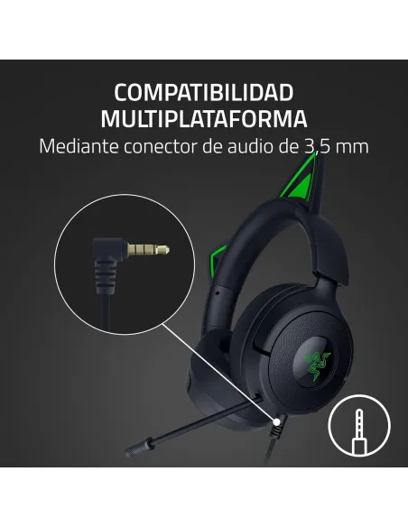 Auriculares gaming RAZER KRAKEN KITTY V3 X QUARTZ Negros