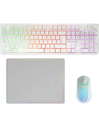 Mars Gaming MCPWXWES Combo Inalambrico Gaming 3en1 RGB Blanco