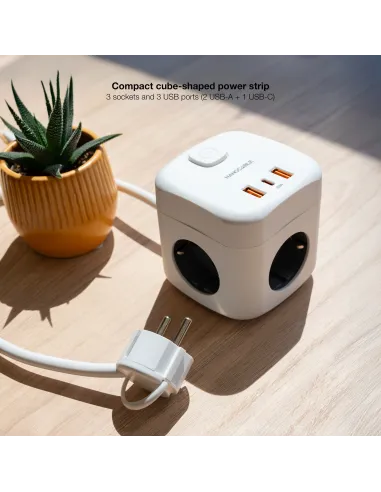 Nanocable 10.37.0011 Base 3 enchufes + 3 USB GaN PD 20W