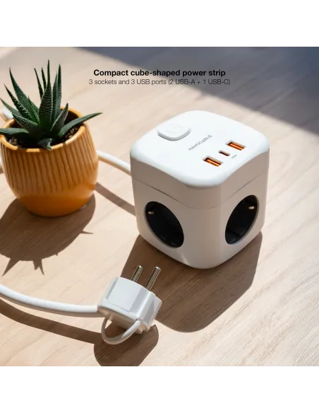 Nanocable 10.37.0011 Base 3 enchufes + 3 USB GaN PD 20W