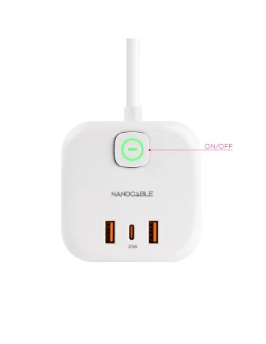 Nanocable 10.37.0011 Base 3 enchufes + 3 USB GaN PD 20W