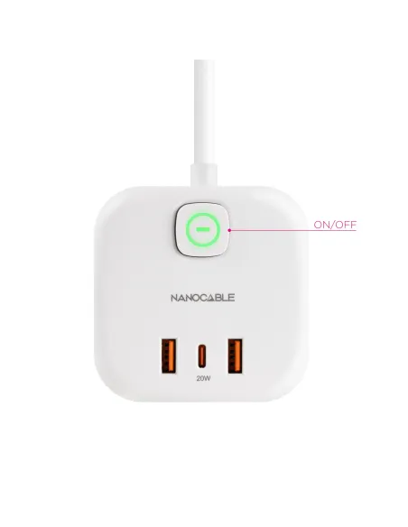 Nanocable 10.37.0011 Base 3 enchufes + 3 USB GaN PD 20W