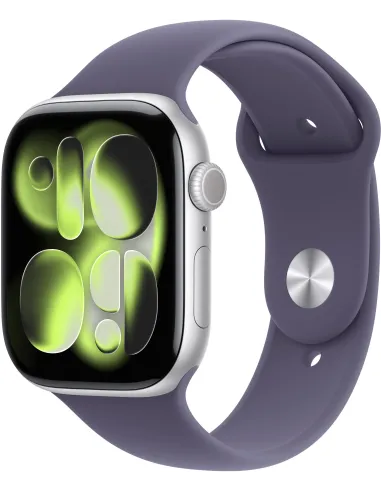 Apple Watch Series 11 GPS 46mm MEV94QL/A Caja de Aluminio Plata con Correa Deportiva Niebla Lila (Talla S/M)