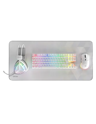 Krom Klass 4 en 1 Blanco – Pack Gaming RGB con Teclado Mecánico TKL, Ratón 7200 DPI, Auriculares 50 mm y Alfombrilla XL