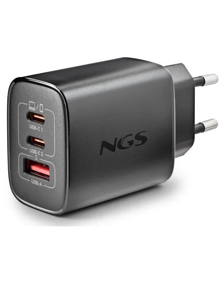 NGS ERA 65W Black cargador GaN 65W USB-C/A para viaje