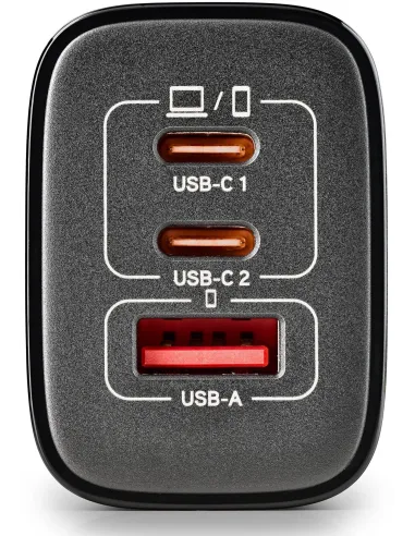 NGS ERA 65W Black cargador GaN 65W USB-C/A para viaje