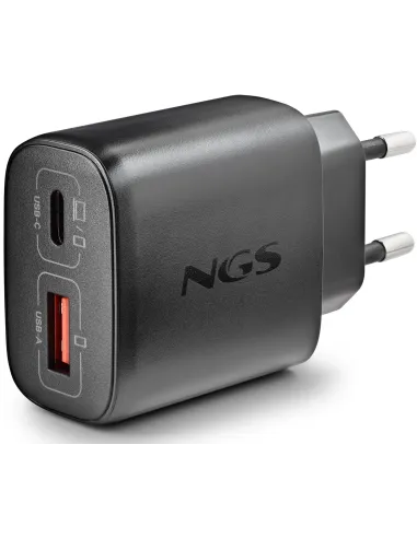 NGS ERA 45W Black: cargador GaN 45W USB-C/A para viaje