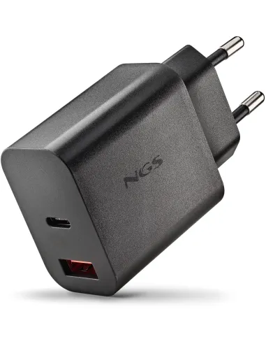 NGS ERA 20W BLACK GaN 2 Puertos USB-C USB-A Carga Rápida Universal