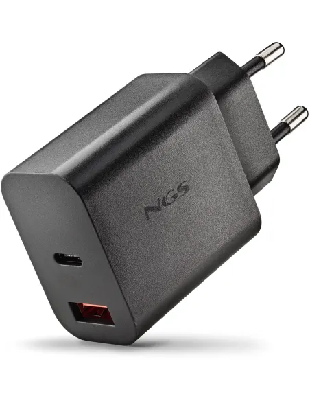 NGS ERA 20W BLACK GaN 2 Puertos USB-C USB-A Carga Rápida Universal