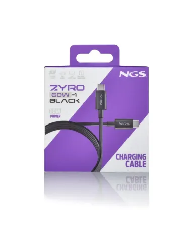 NGS Zyro 60W-1Black de 1M para móviles, tablets y portátiles