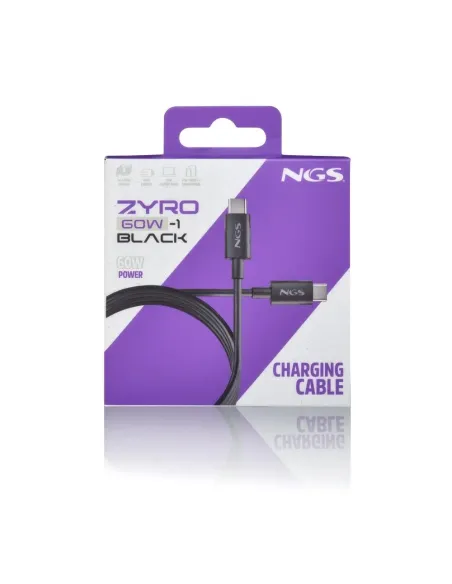 NGS Zyro 60W-1Black de 1M para móviles, tablets y portátiles