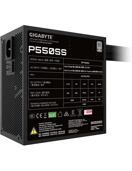 Fuente de Alimentación Gigabyte P550SS 80 PLUS Silver