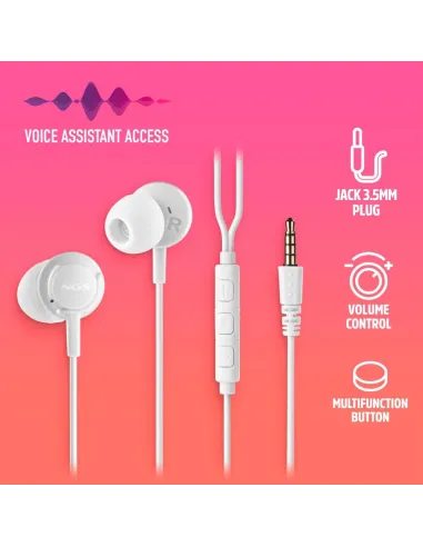 Auriculares NGS CROSS DRIFT WHITE con micrófono 3,5 mm