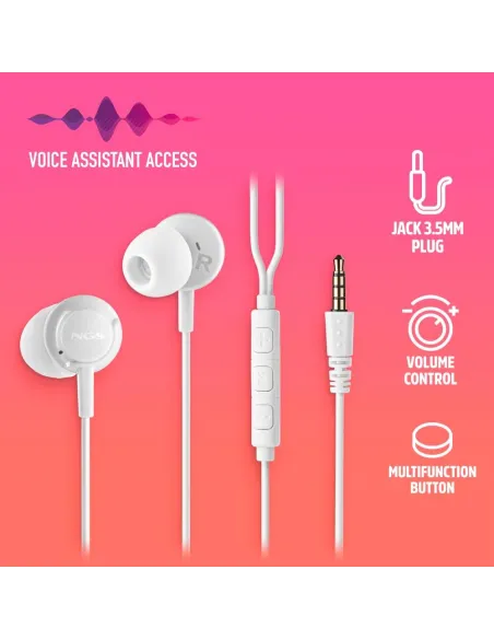 Auriculares NGS CROSS DRIFT WHITE con micrófono 3,5 mm