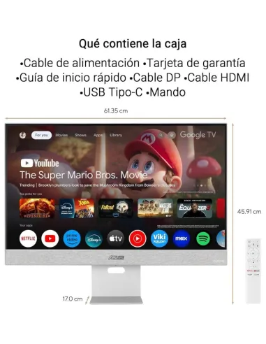 ASUS ZenScreen Smart MS27UC 27" LED IPS UltraHD 4K Altavoces Altura Ajustable Google TV USB-C