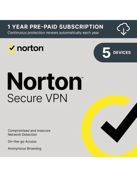 Norton Secure VPN 1 usuario 5 dispositivos 1 año