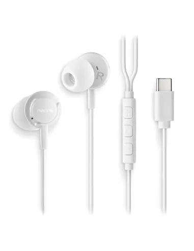 NGS Cross Step White auriculares USB-C con micrófono, Botón Multifunción y control de Volumen 1.2M
