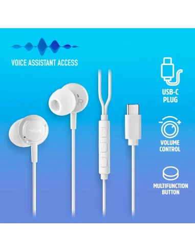 Auriculares USB-C NGS Cross Step White con micrófono