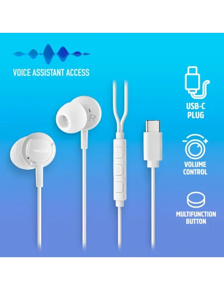 Auriculares USB-C NGS Cross Step White con micrófono