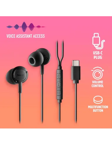NGS CROSS STEP BLACK – Auriculares USB-C con micrófono 1,2 m