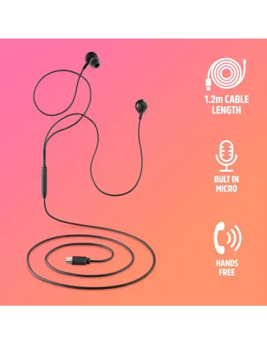 NGS CROSS STEP BLACK – Auriculares USB-C con micrófono 1,2 m