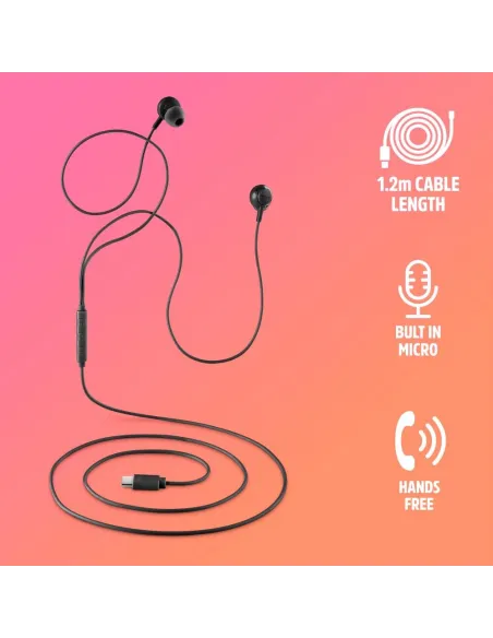 NGS CROSS STEP BLACK – Auriculares USB-C con micrófono 1,2 m