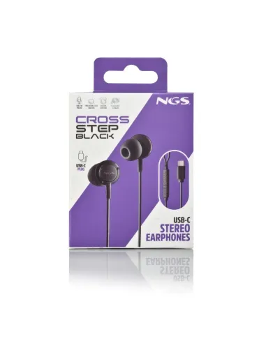 NGS CROSS STEP BLACK – Auriculares USB-C con micrófono 1,2 m