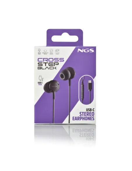 NGS CROSS STEP BLACK – Auriculares USB-C con micrófono 1,2 m