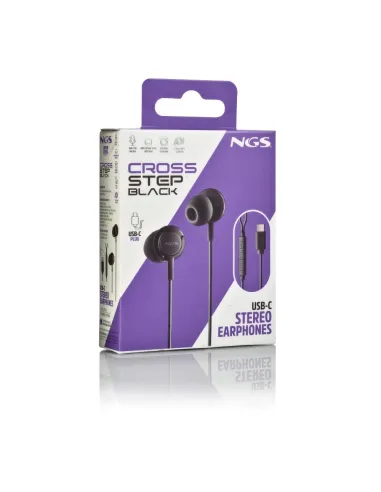 NGS CROSS STEP BLACK – Auriculares USB-C con micrófono 1,2 m