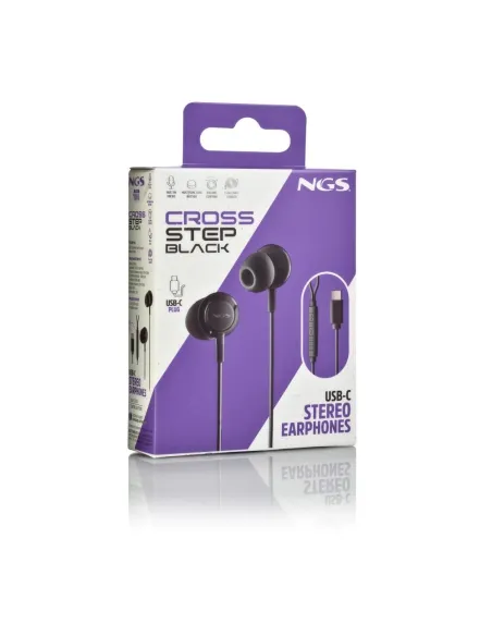 NGS CROSS STEP BLACK – Auriculares USB-C con micrófono 1,2 m