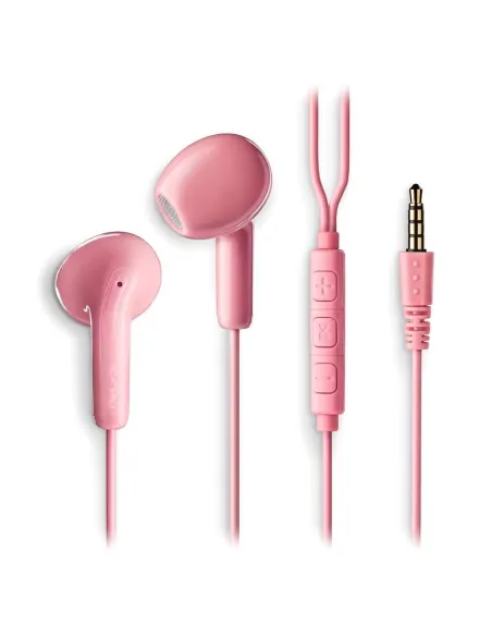 NGS Cross Flip Pink auriculares in-ear con Micrófono, Botón multifunción y control de volumen (jack 3,5 mm, cable 1,2 m)