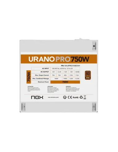 Fuente Nox Urano Pro 750W 80 Plus Bronze White